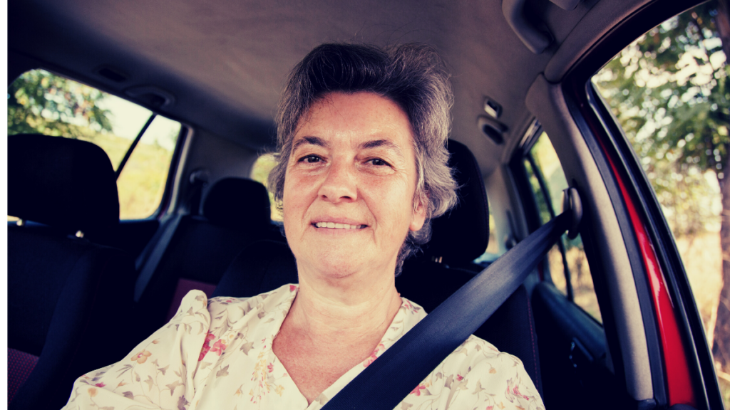 Showing a Woman Over Aged 60 is Driving